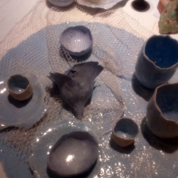 Embossed blue ceramics, ABC home